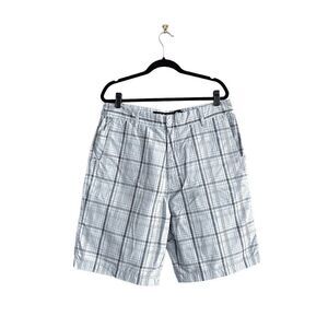 Billabong Mens Shorts Flat Front Plaid Pattern Casual Light Blue Size 36